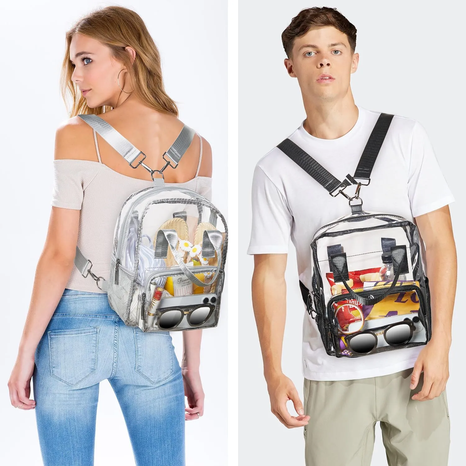 Bluome Clear Bag For Stadium Events 12×6×12 Crossbody Beach Lunch Tote Transparent Bag Purse Stadium Approved For Women Men