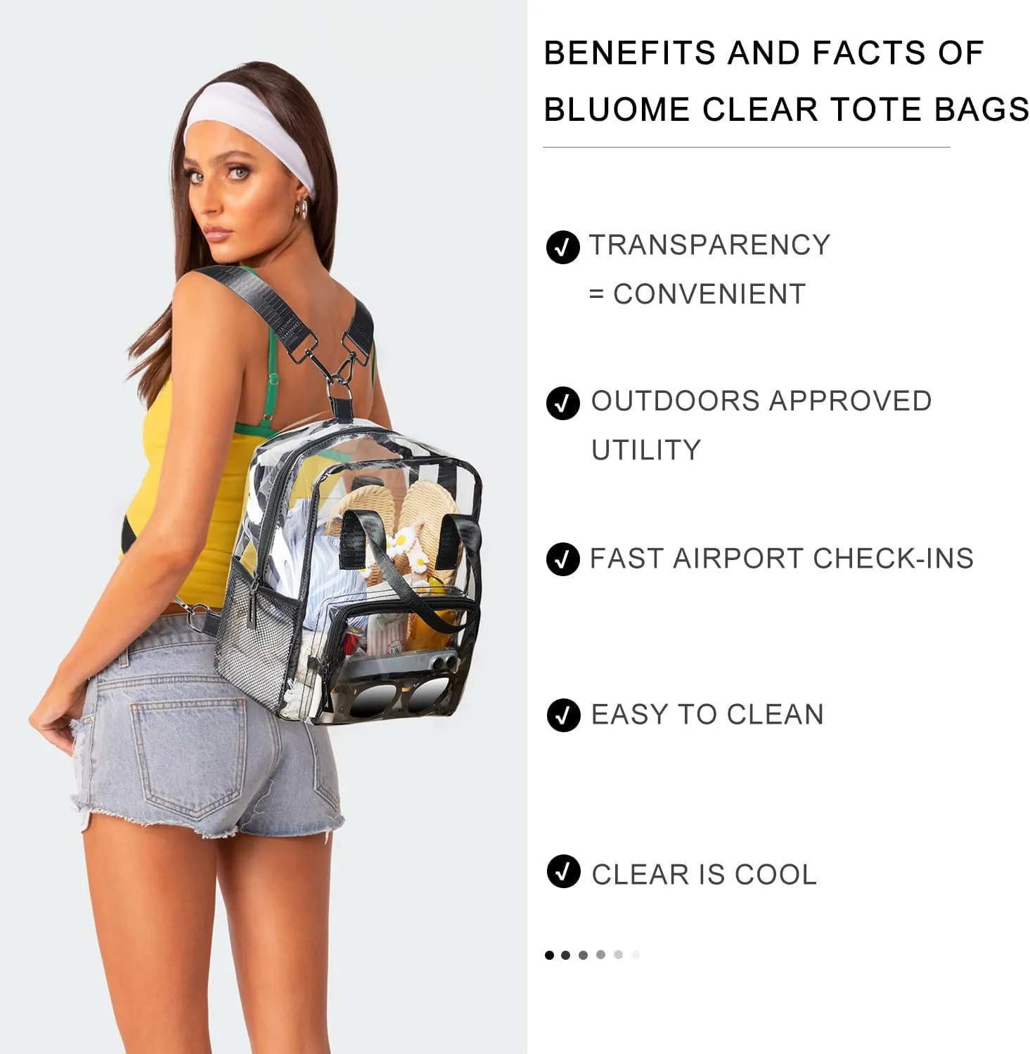 Bluome Clear Bag For Stadium Events 12×6×12 Crossbody Beach Lunch Tote Transparent Bag Purse Stadium Approved For Women Men