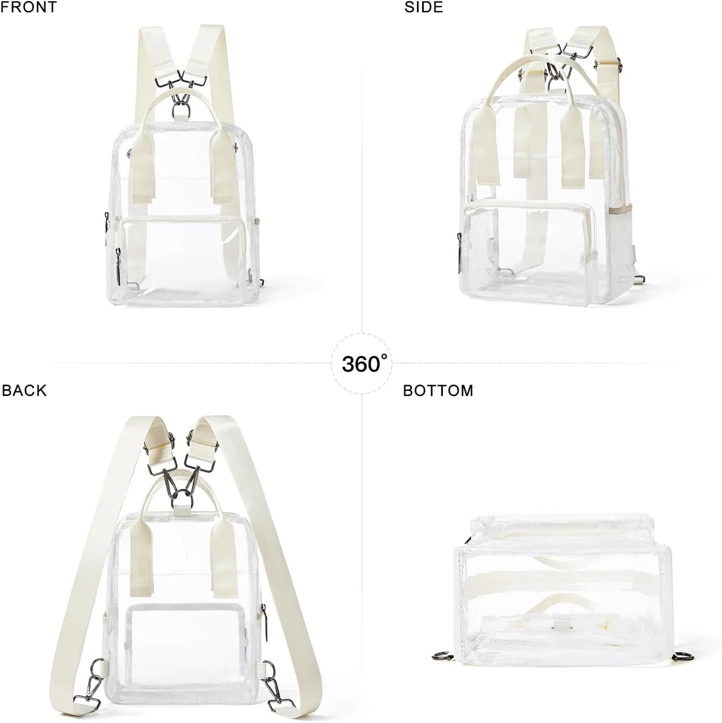 Bluome Clear Bag For Stadium Events 12×6×12 Crossbody Beach Lunch Tote Transparent Bag Purse Stadium Approved For Women Men
