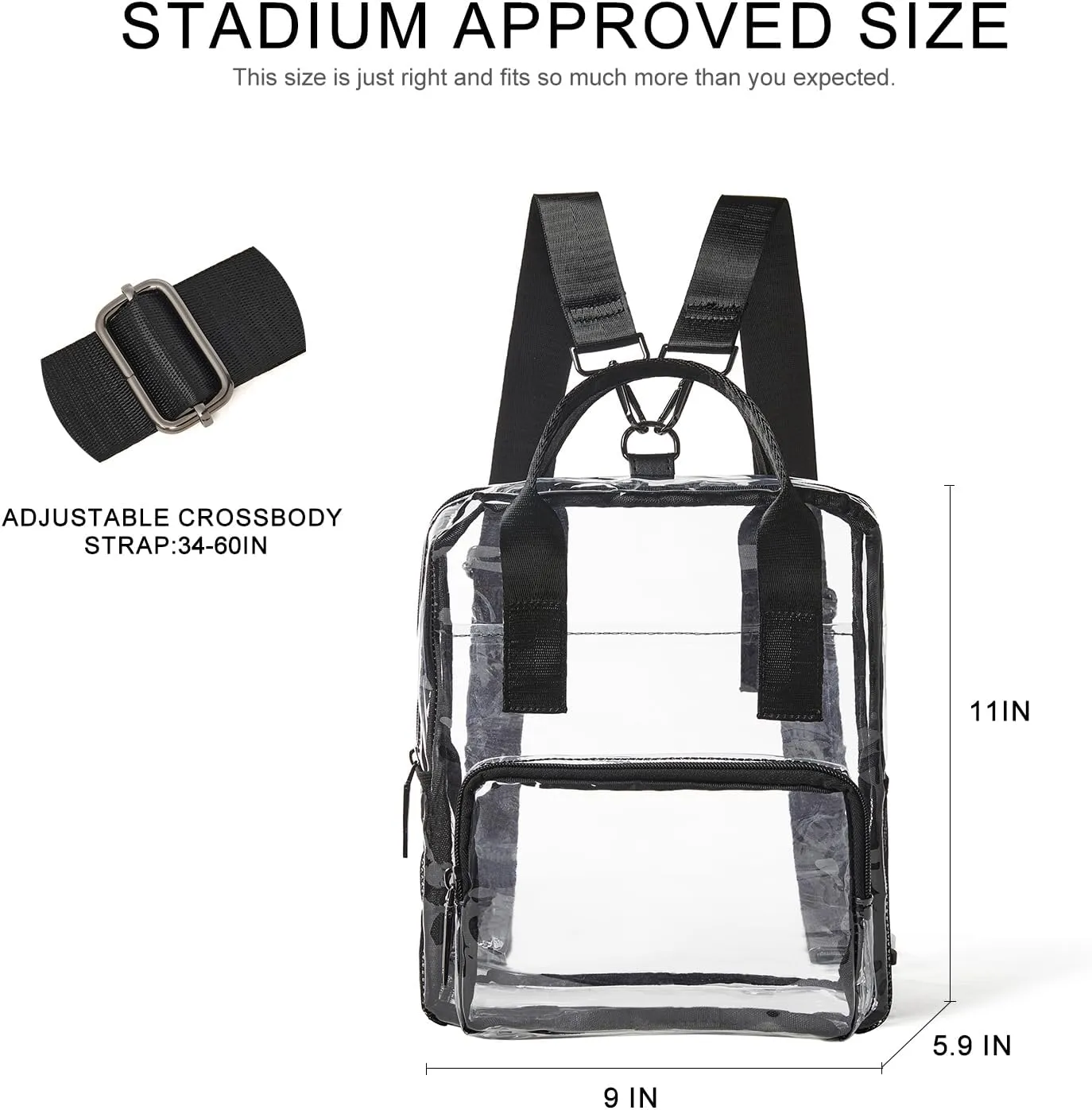 Bluome Clear Bag For Stadium Events 12×6×12 Crossbody Beach Lunch Tote Transparent Bag Purse Stadium Approved For Women Men