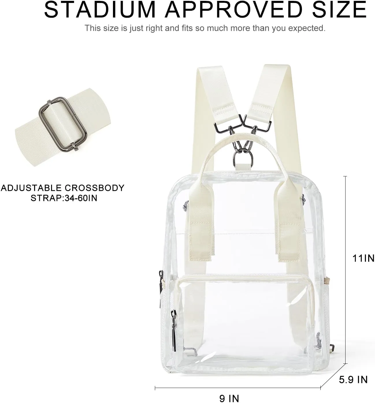 Bluome Clear Bag For Stadium Events 12×6×12 Crossbody Beach Lunch Tote Transparent Bag Purse Stadium Approved For Women Men