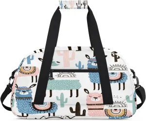 Bohemia Alpaca Gym Duffel Bag for Men Women Colorful Cactus Sports Tote Bag with Adjustable Shoulder Strap for Dance Gymnastics Traveling Outdoor Camping Overnight Stay