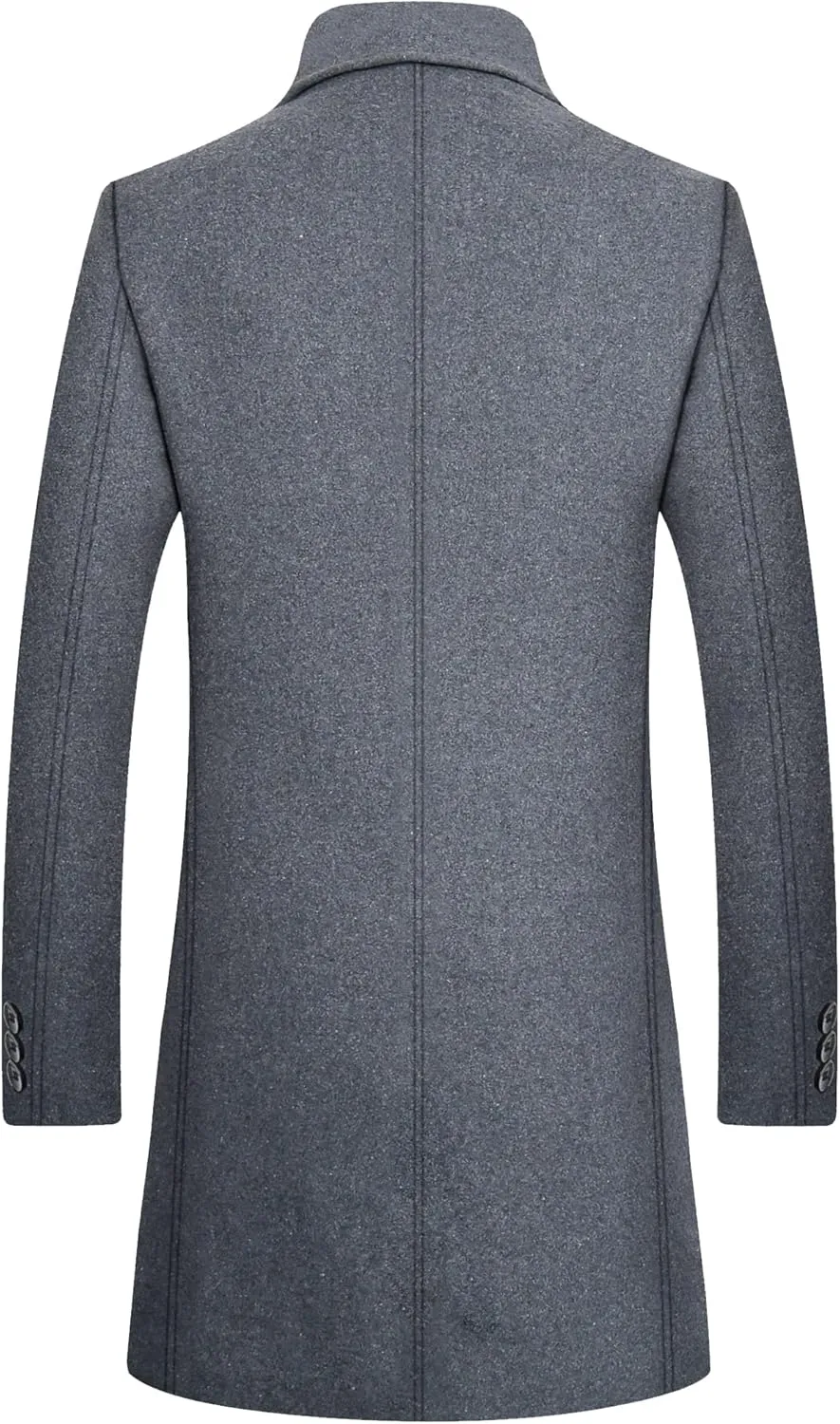 BOJIN Mens Trench Coat Wool Blend Top Pea Coat Winter Long Single Breasted Classic Stylish Business Overcoat