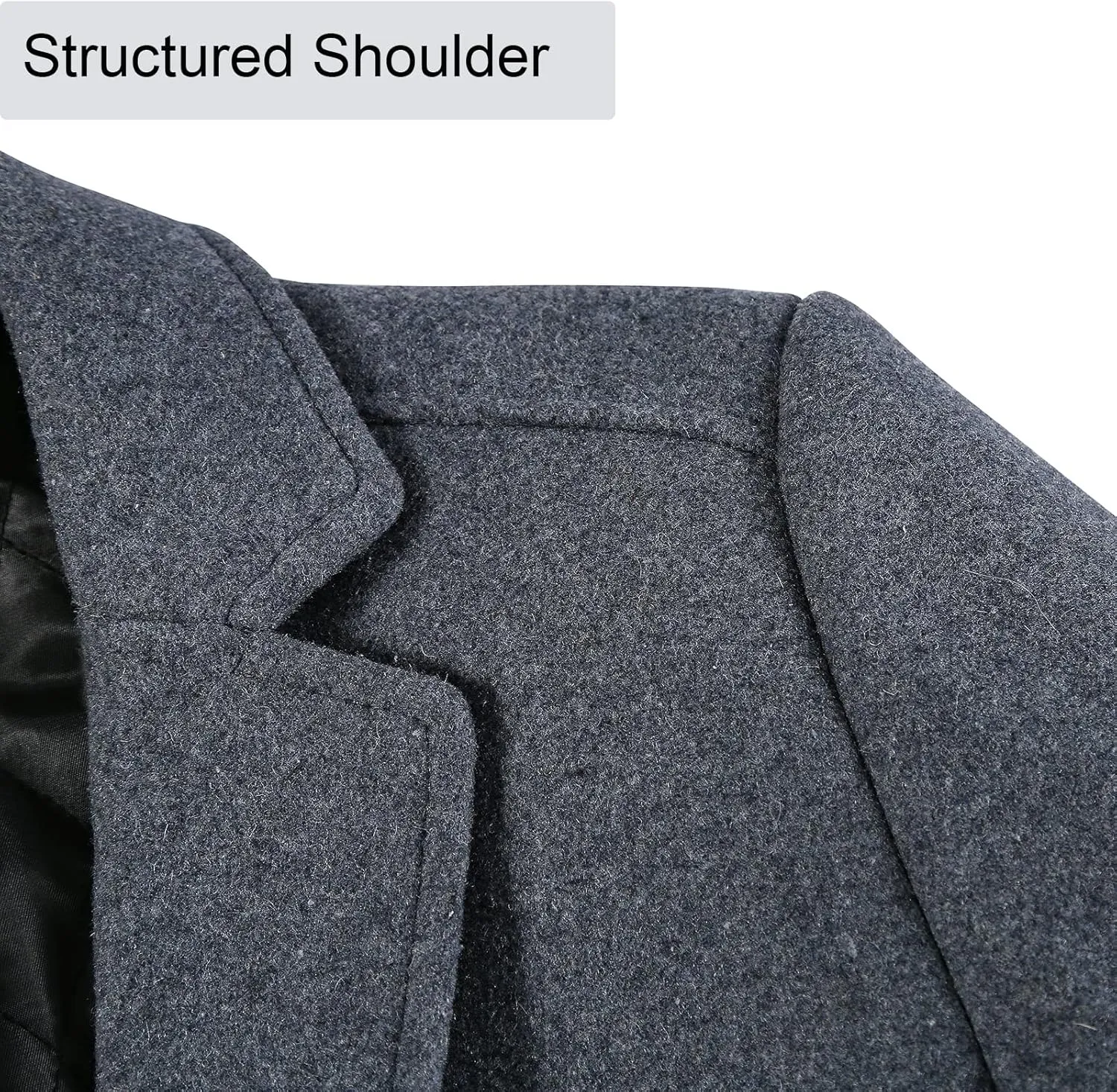 BOJIN Mens Trench Coat Wool Blend Top Pea Coat Winter Long Single Breasted Classic Stylish Business Overcoat