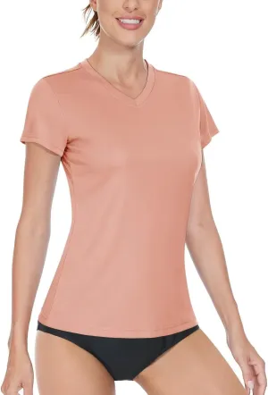 Boladeci Women's Short Sleeve V Neck Sun Shirts UPF 50 UV Protection Quick Dry Tees Workout Summer Tops