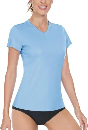 Boladeci Women's Short Sleeve V Neck Sun Shirts UPF 50 UV Protection Quick Dry Tees Workout Summer Tops