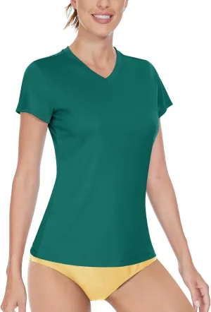 Boladeci Women's Short Sleeve V Neck Sun Shirts UPF 50 UV Protection Quick Dry Tees Workout Summer Tops