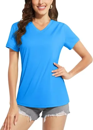 Boladeci Women's Short Sleeve V Neck Sun Shirts UPF 50 UV Protection Quick Dry Tees Workout Summer Tops
