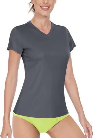 Boladeci Women's Short Sleeve V Neck Sun Shirts UPF 50 UV Protection Quick Dry Tees Workout Summer Tops