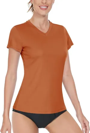 Boladeci Women's Short Sleeve V Neck Sun Shirts UPF 50 UV Protection Quick Dry Tees Workout Summer Tops