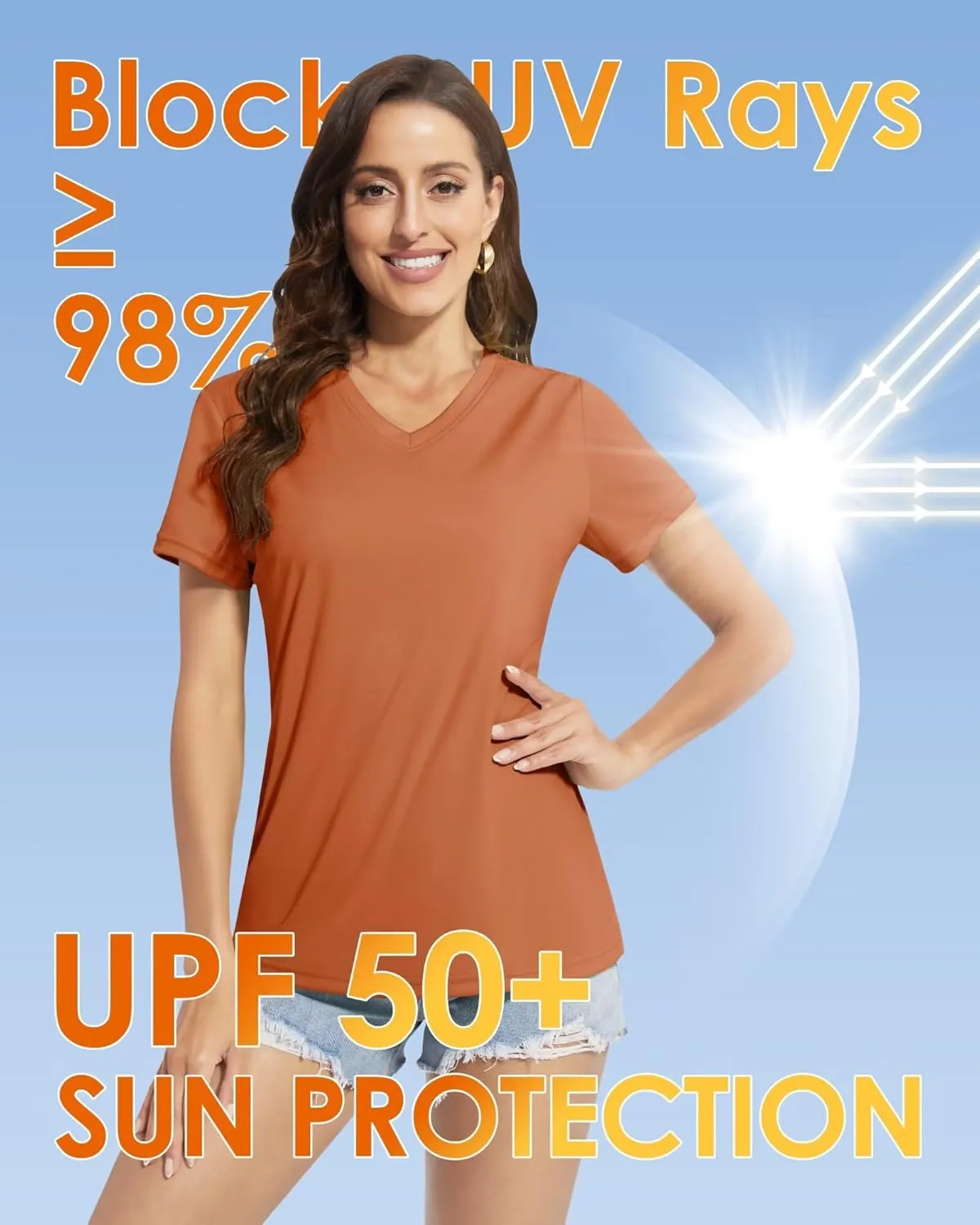 Boladeci Women's Short Sleeve V Neck Sun Shirts UPF 50 UV Protection Quick Dry Tees Workout Summer Tops