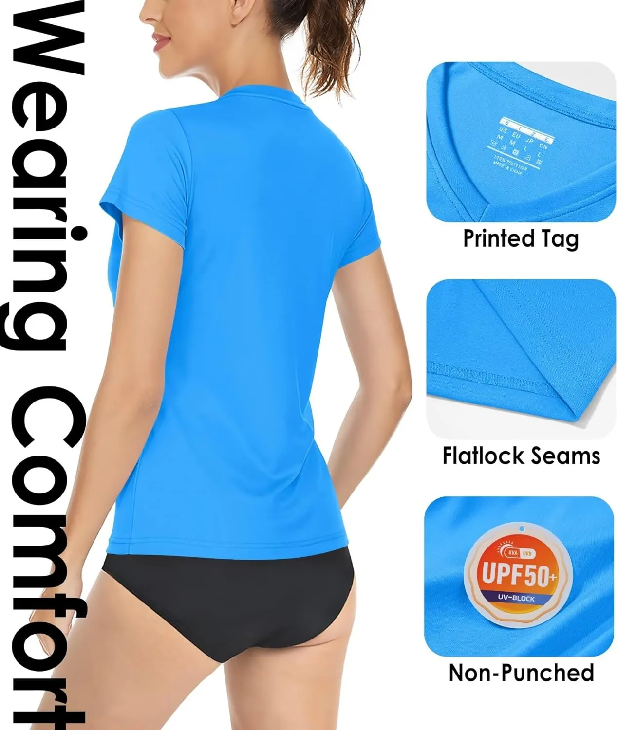 Boladeci Women's Short Sleeve V Neck Sun Shirts UPF 50 UV Protection Quick Dry Tees Workout Summer Tops