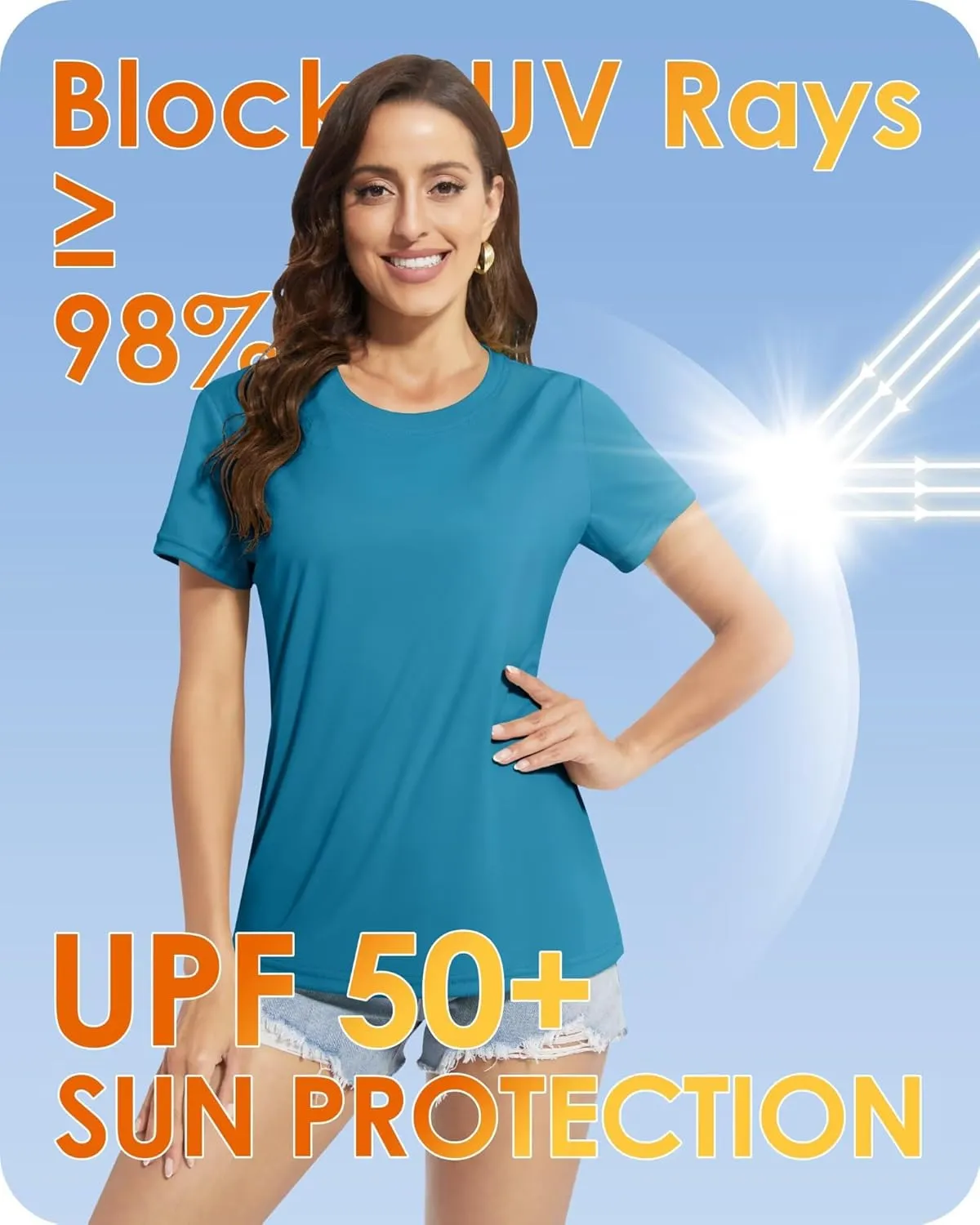 Boladeci Women's UPF 50  Sun Shirts UV Protection Short Sleeve Rash Guard Quick Dry Swim Hiking Tshirts Athletic Workout Tops