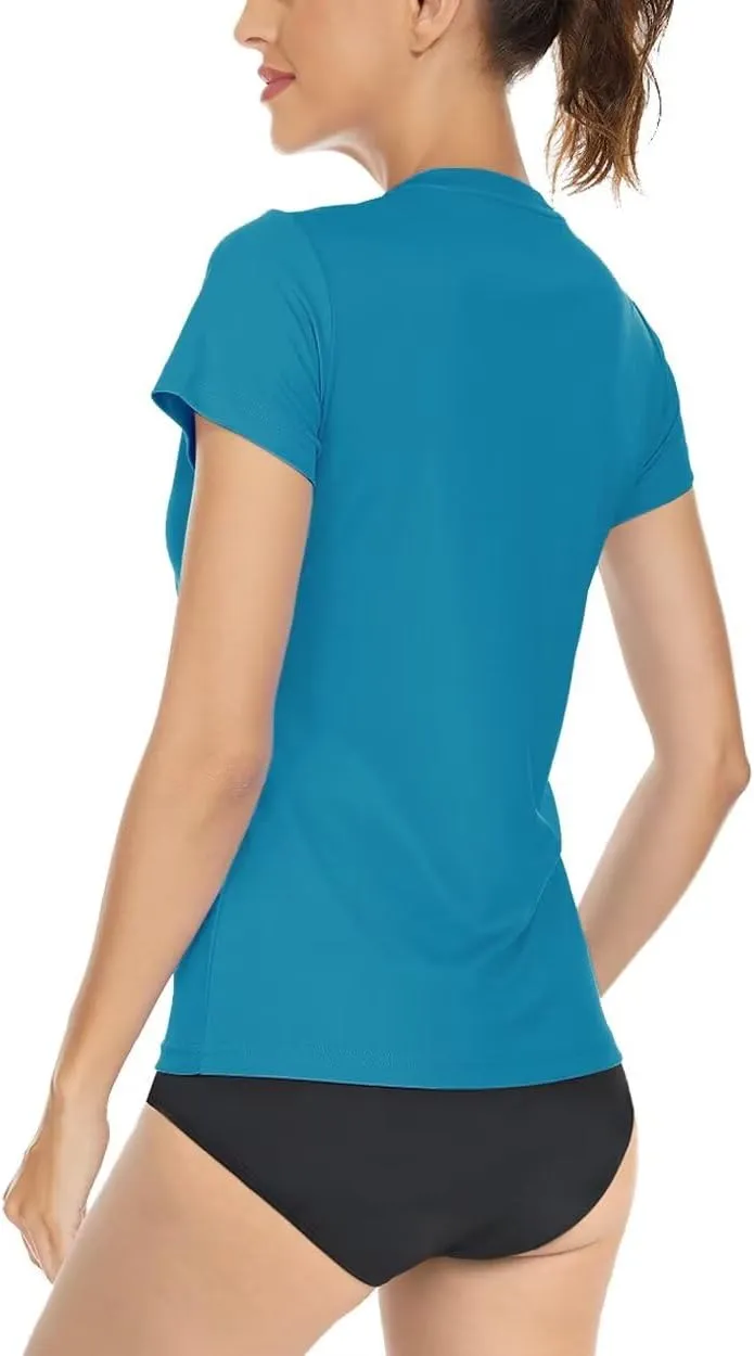 Boladeci Women's UPF 50  Sun Shirts UV Protection Short Sleeve Rash Guard Quick Dry Swim Hiking Tshirts Athletic Workout Tops