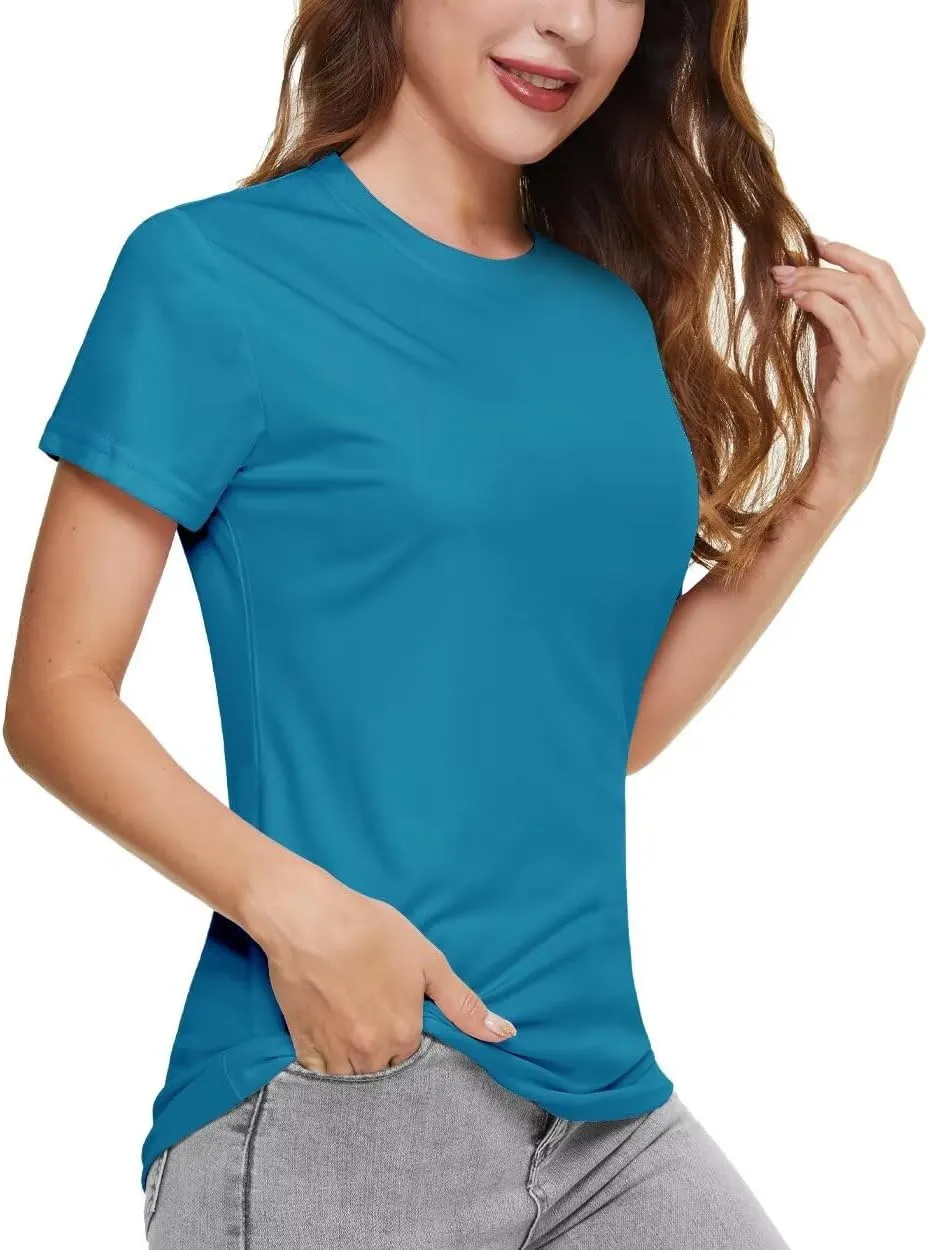 Boladeci Women's UPF 50  Sun Shirts UV Protection Short Sleeve Rash Guard Quick Dry Swim Hiking Tshirts Athletic Workout Tops