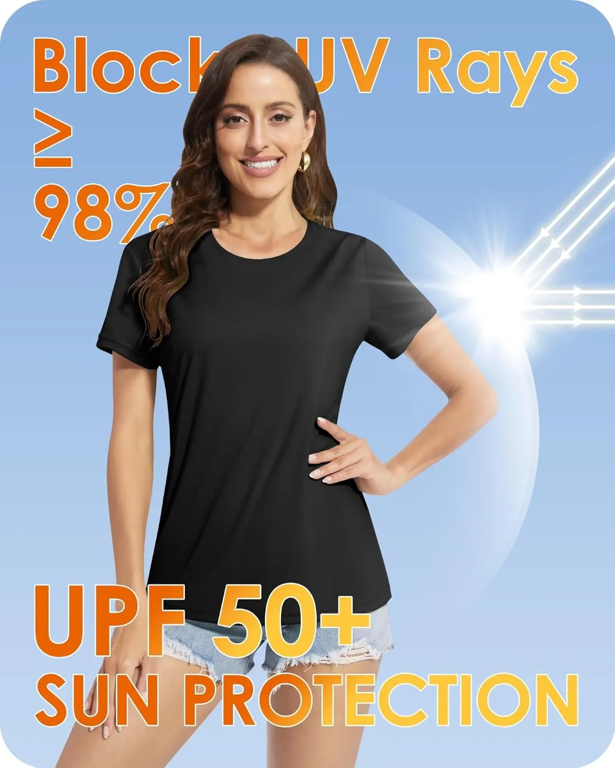Boladeci Women's UPF 50  Sun Shirts UV Protection Short Sleeve Rash Guard Quick Dry Swim Hiking Tshirts Athletic Workout Tops