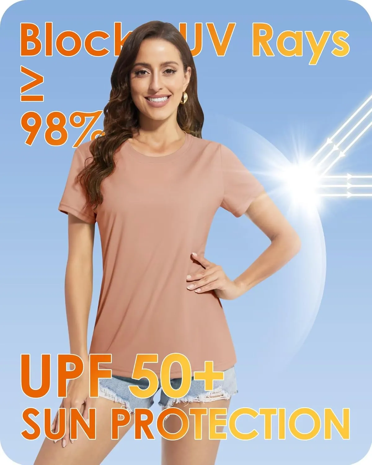 Boladeci Women's UPF 50  Sun Shirts UV Protection Short Sleeve Rash Guard Quick Dry Swim Hiking Tshirts Athletic Workout Tops