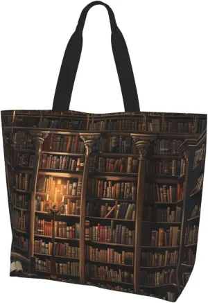 Book Room Mysterious Library Women's Printed Shoulder Bag Casual Handbag Shopping Bag Black One Size, black, Einheitsgröße