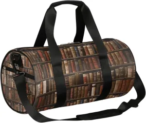 Bookshelf Wallpaper Sports Gym Bag Duffel Bags Workout Lightweight Shoulder Weekender Bag Travel Duffel Bag for Men Women(Vintage Books)