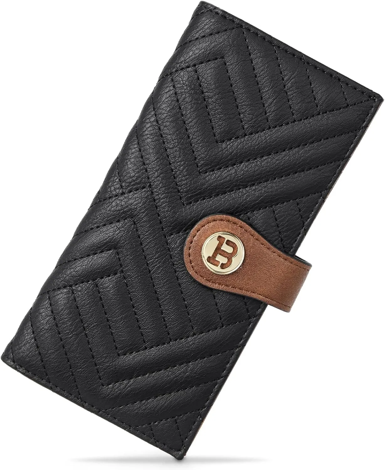 BOSTANTEN Slim Wallet Women Leather RFID Blocking Credit Card Holder Bifold Thin Wallet with Zipper Pocket Black＆Brown
