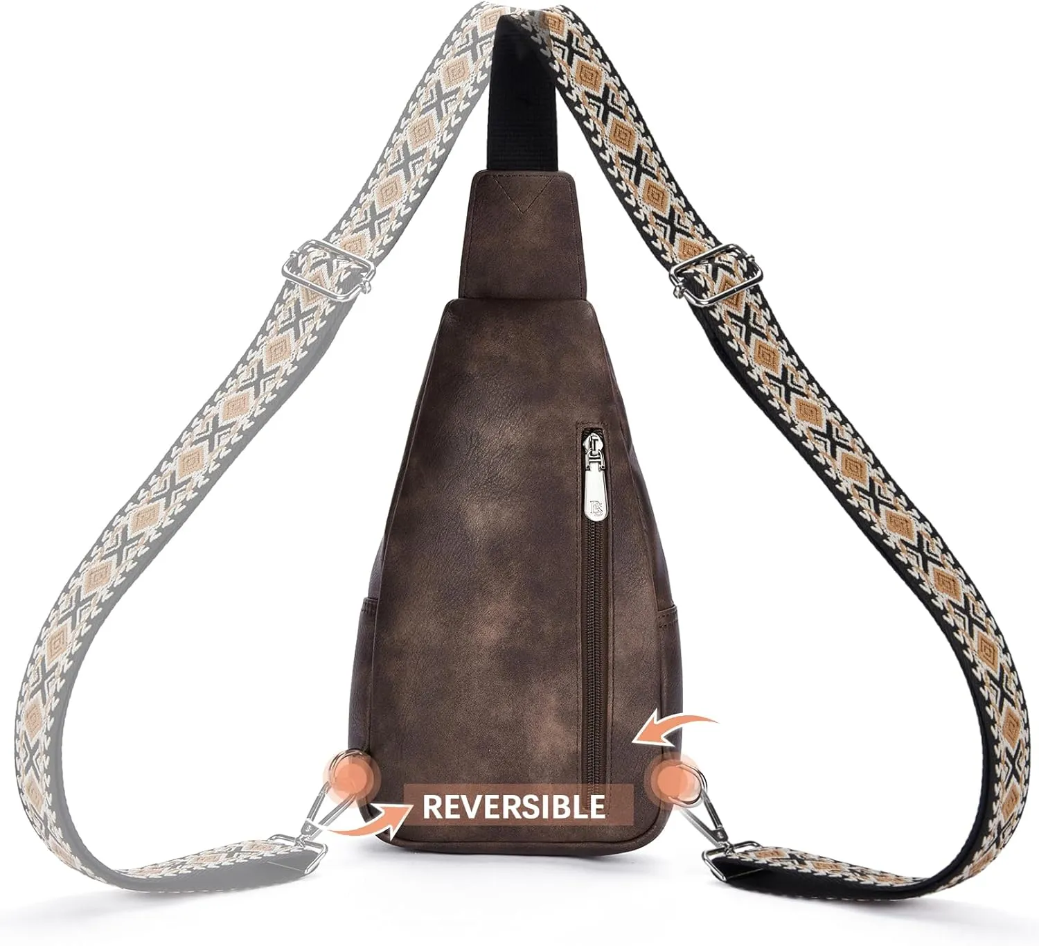 BOSTANTEN Sling Bag for Women Crossbody Purse Crossbody Bag Leather Chest Bag with Adjustable Guitar Strap for Travel