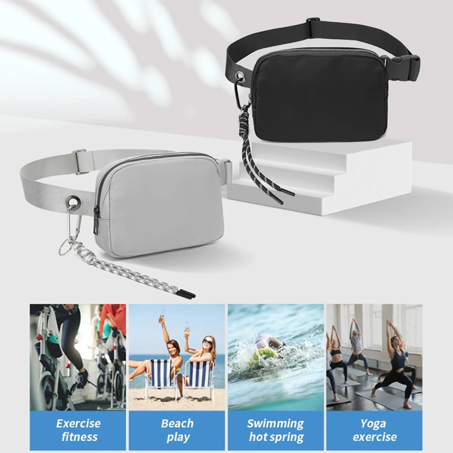Bovagu Crossbody, Duo Iris 57" Long Strap Crossbody Bag, Nylon Sporty Crossbody Bags for Women Men