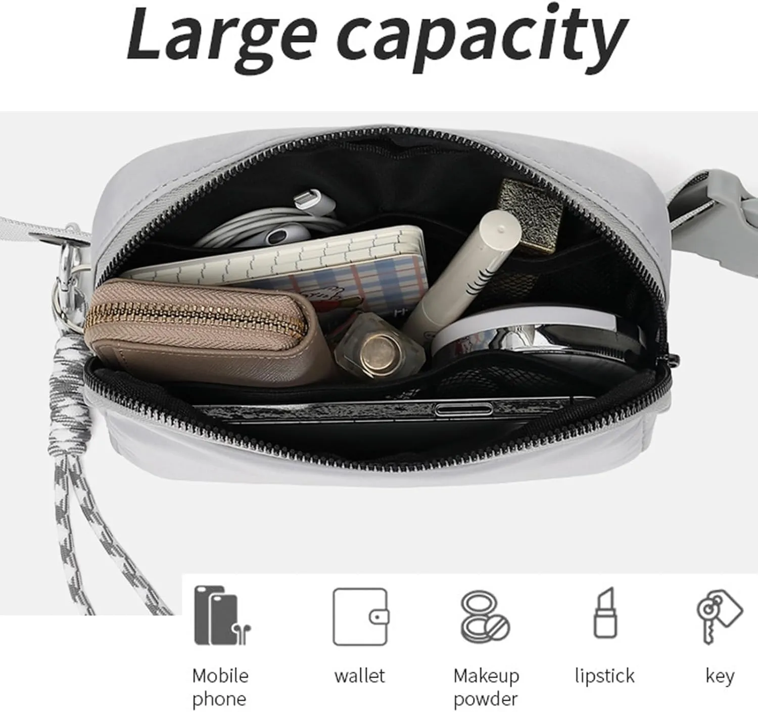 Bovagu Crossbody, Duo Iris 57" Long Strap Crossbody Bag, Nylon Sporty Crossbody Bags for Women Men