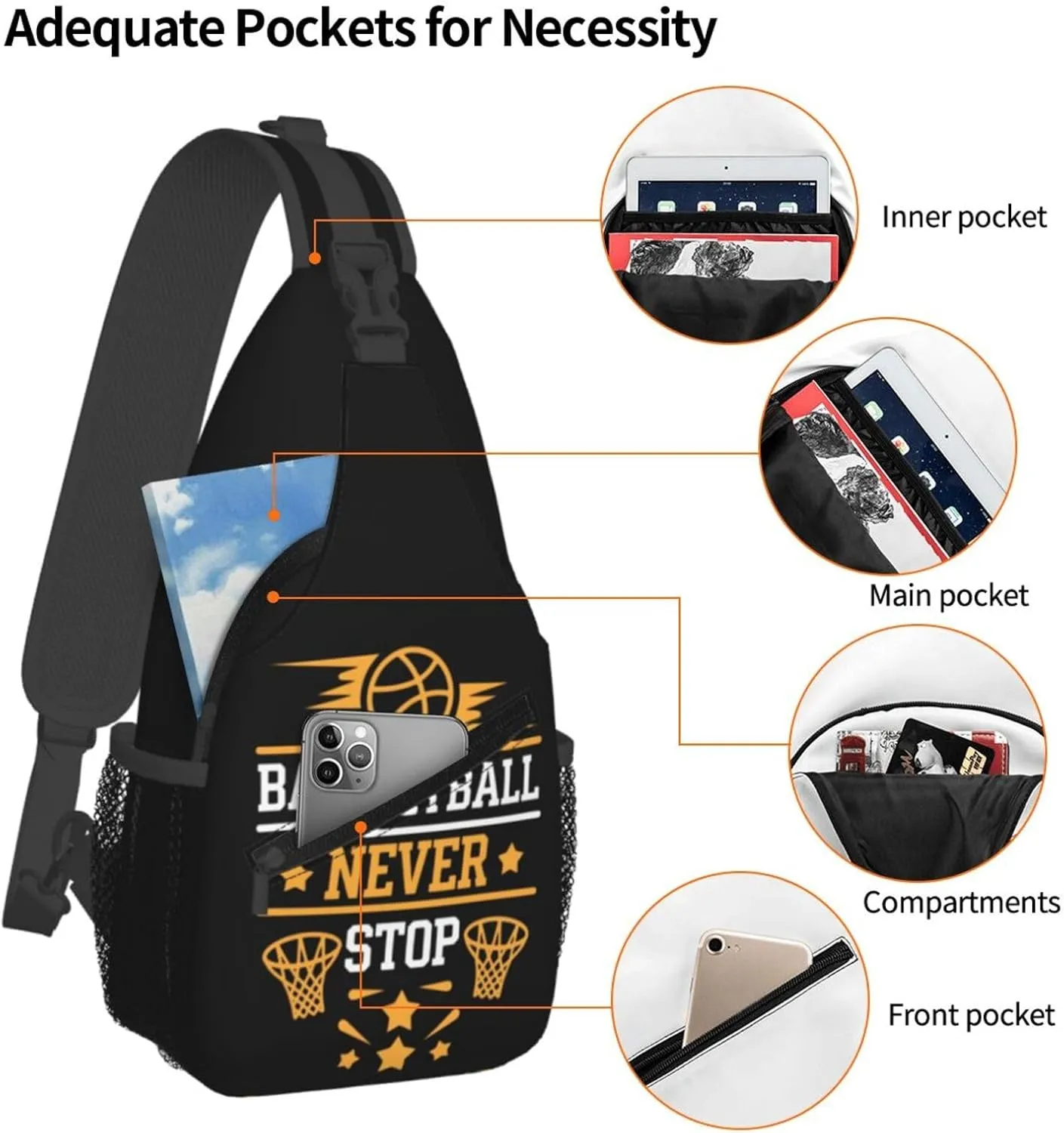 Breast Cancer Awareness Ribbon Faith Hope Love Sunflower Crossbody Bag Sling Bag Chest Bags Travel Shoulder Backpack