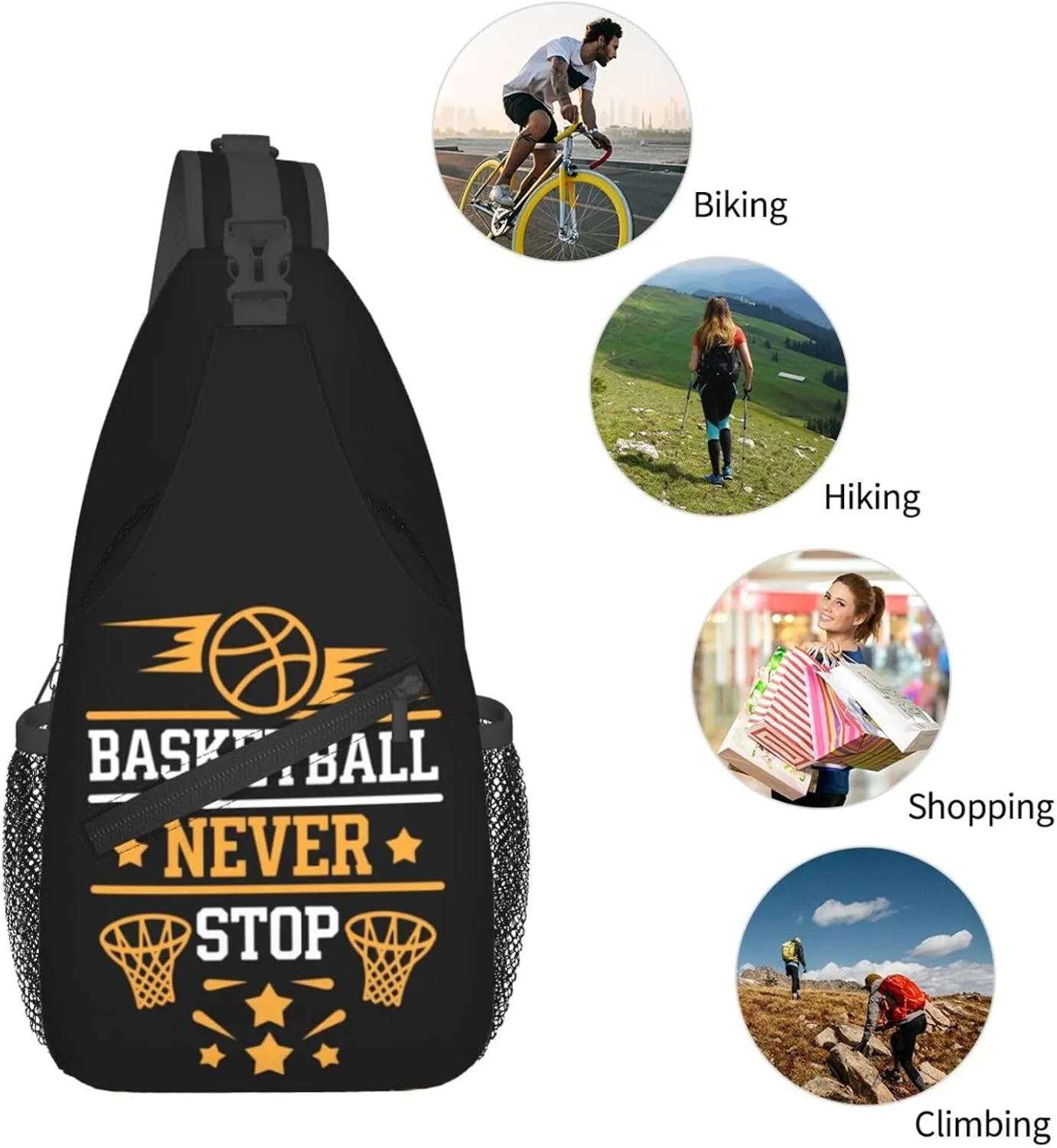 Breast Cancer Awareness Ribbon Faith Hope Love Sunflower Crossbody Bag Sling Bag Chest Bags Travel Shoulder Backpack