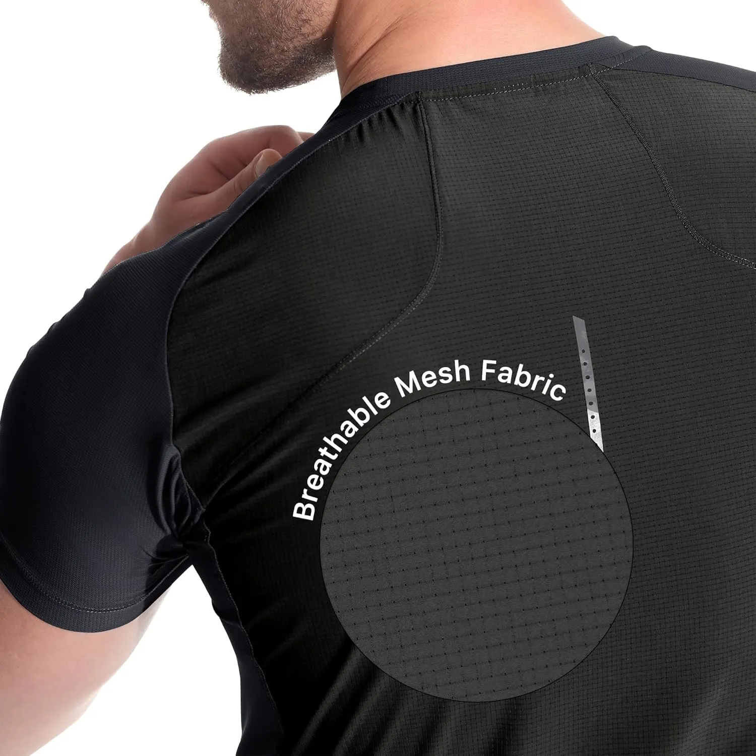 BROKIG Mens 4.9oz Cooling Gym Workout Shirts,Bodybuilding Athletic Running Shirt Casual Crew Neck Fitted Short Sleeve
