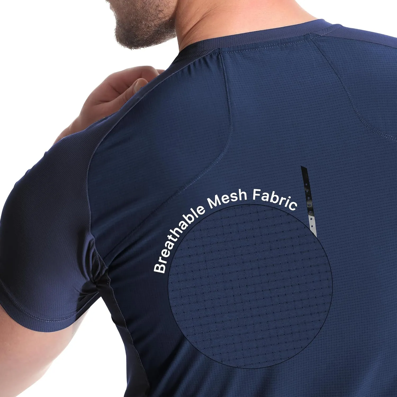 BROKIG Mens 4.9oz Cooling Gym Workout Shirts,Bodybuilding Athletic Running Shirt Casual Crew Neck Fitted Short Sleeve