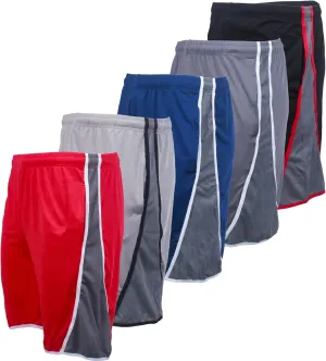 BROOKLYN VERTICAL Pack of 5 Men’s Mesh Athletic Basketball Quick Dry Shorts with Pockets for Gym, Running & Workout