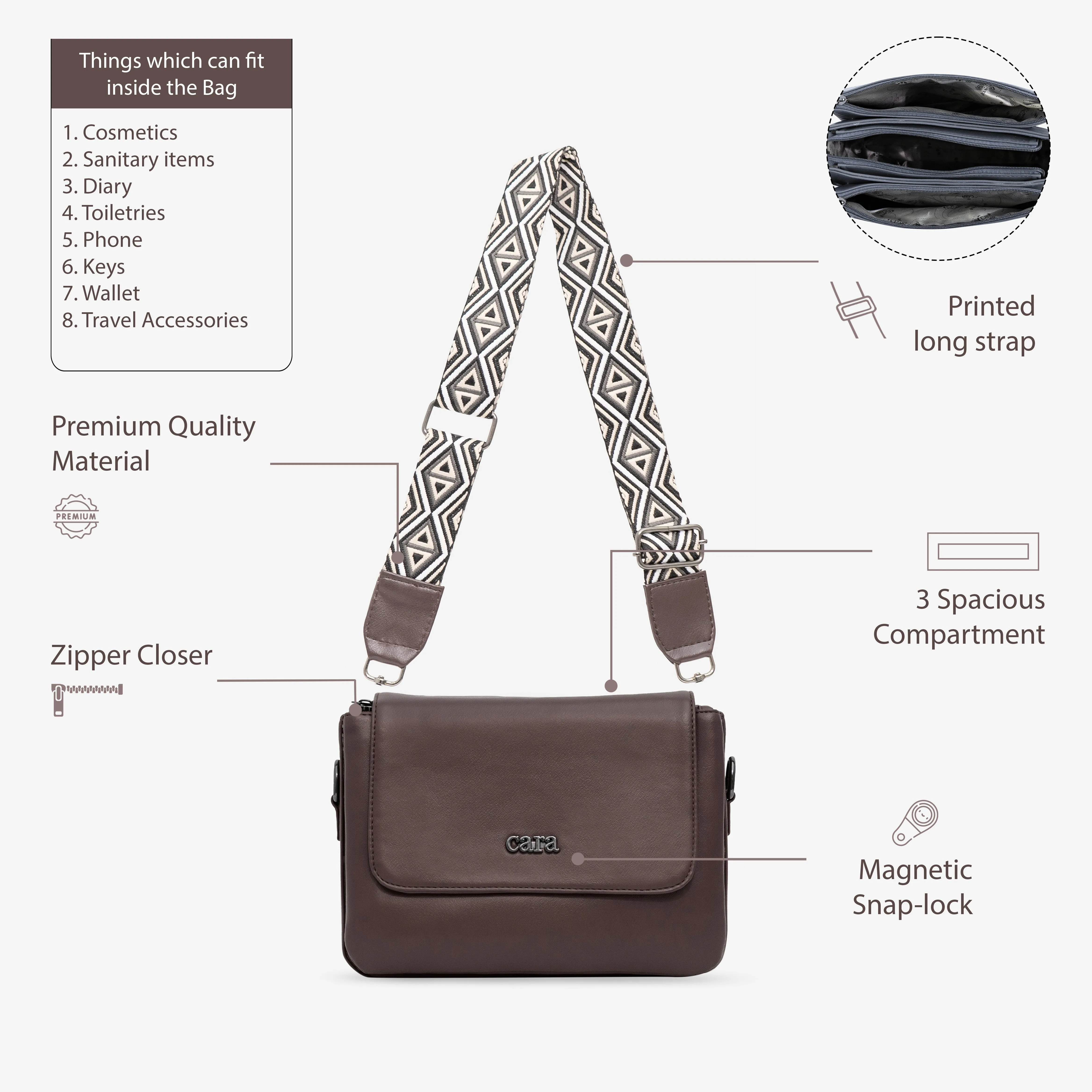 brown Casual Catcher  slingbag  | cara