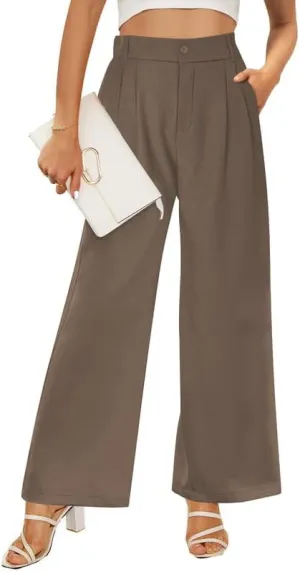 Buauty Wide Leg Dress Pants High Waisted Business Work Casual Pants Suit Long Straight Trousers Dressy Outfits Slacks