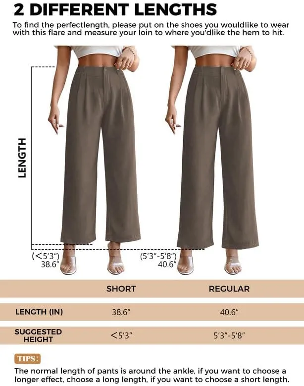 Buauty Wide Leg Dress Pants High Waisted Business Work Casual Pants Suit Long Straight Trousers Dressy Outfits Slacks
