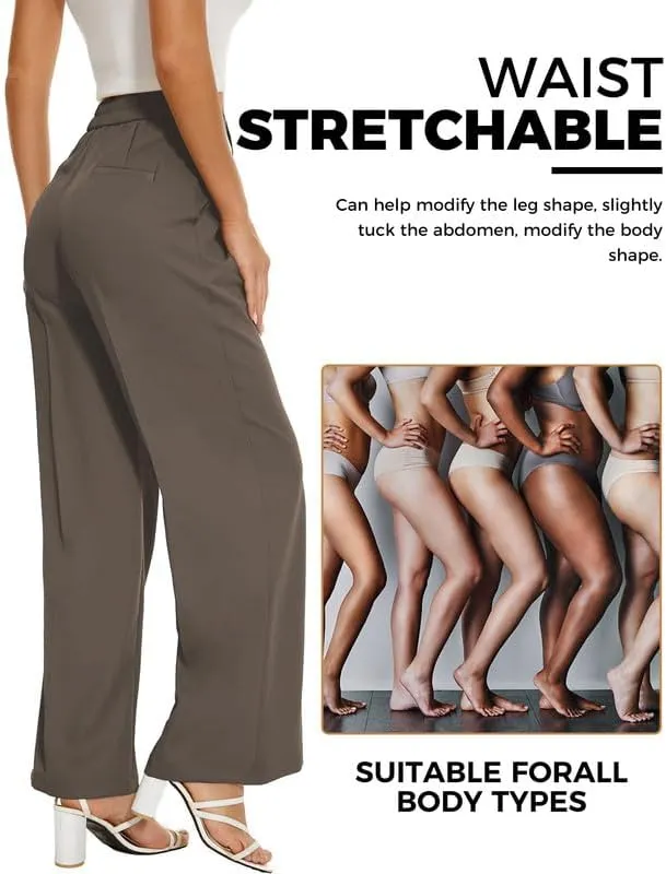 Buauty Wide Leg Dress Pants High Waisted Business Work Casual Pants Suit Long Straight Trousers Dressy Outfits Slacks