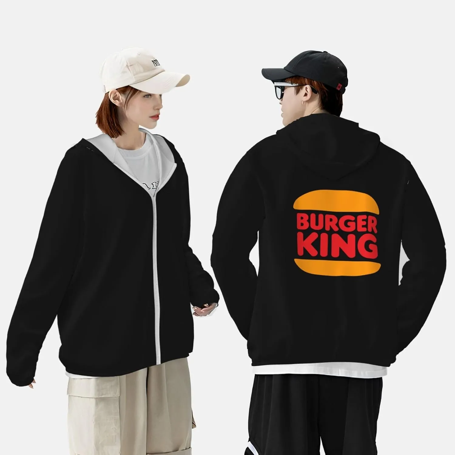 Burger King Sun Protection Hoodie Mens Womans Full Zip UPF 50  Hoodie Jacket Long Sleeve Fishing Shirt