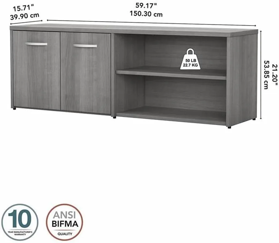 Bush Business Furniture Studio C Low Storage Cabinet with Doors and Shelves, Organization for Home or Professional Office, Platinum Gray