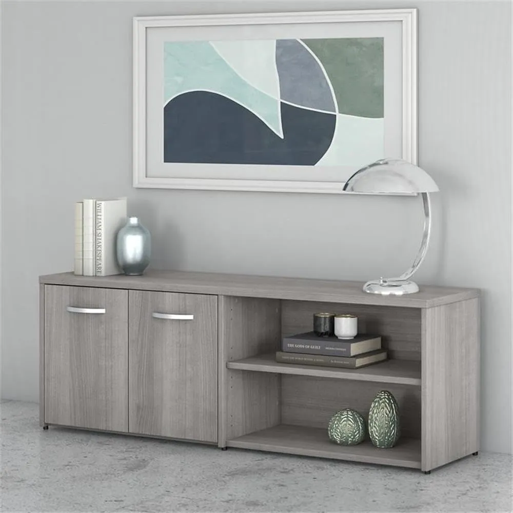 Bush Business Furniture Studio C Low Storage Cabinet with Doors and Shelves, Organization for Home or Professional Office, Platinum Gray