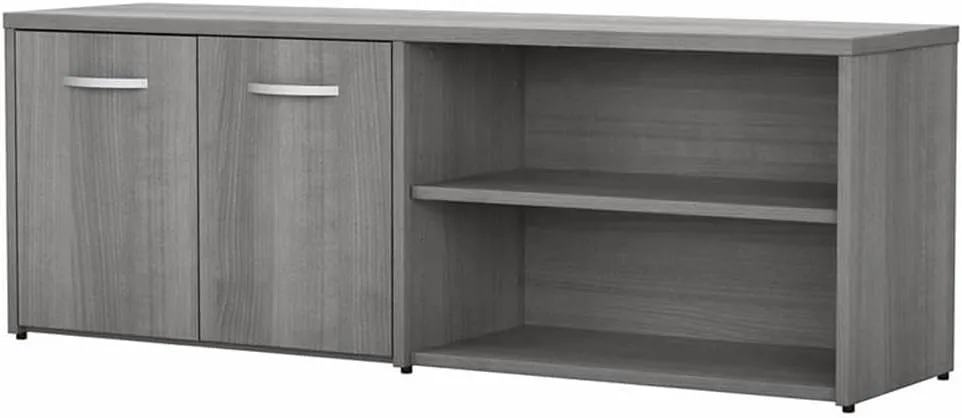 Bush Business Furniture Studio C Low Storage Cabinet with Doors and Shelves, Organization for Home or Professional Office, Platinum Gray