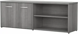Bush Business Furniture Studio C Low Storage Cabinet with Doors and Shelves, Organization for Home or Professional Office, Platinum Gray