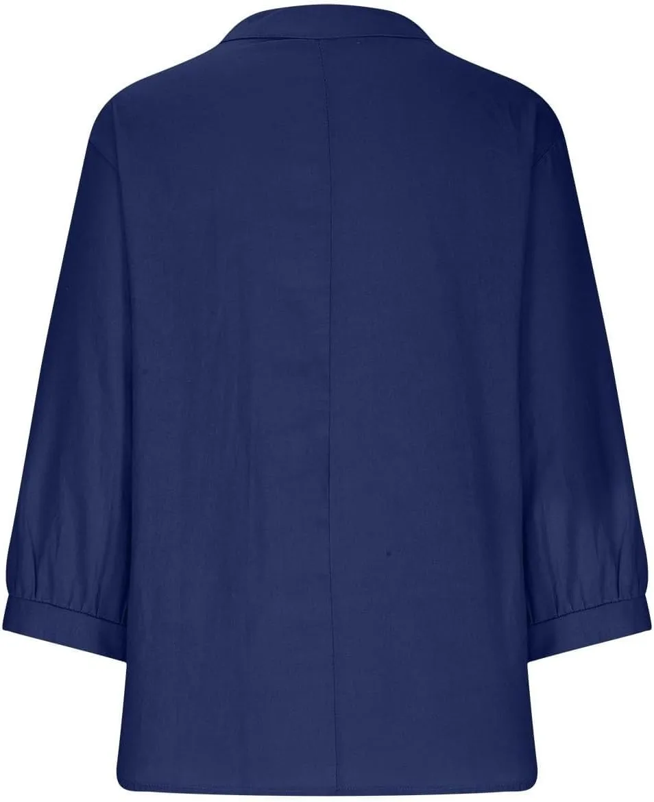Button Down Shirts for Women Solid Color Medium Sleeve Collar Casual Women's Shirt Women's Shirt Womens Easter
