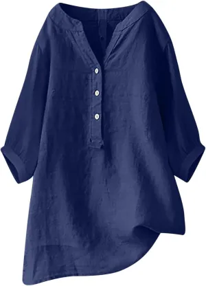 Button Down Shirts for Women Solid Color Medium Sleeve Collar Casual Women's Shirt Women's Shirt Womens Easter