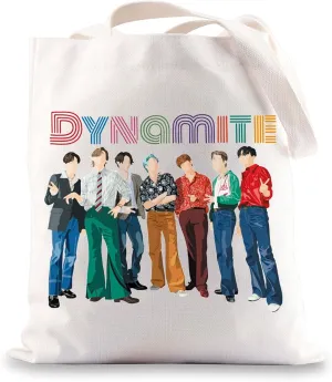BWWKTOP K-Pop Group Army Tote Bag Song Lyrics Inspired Gift Korean Music Group Gifts K-Pop Merch Fans Tote Bag (Dynami TG)
