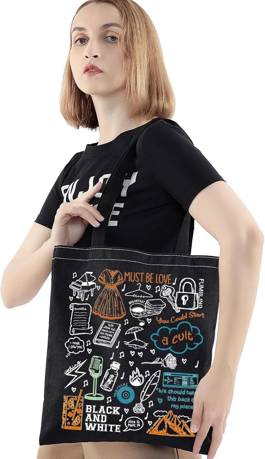 BWWKTOP Singer Lyrics Tote Bag Album Gifts Song Lyrics Inspired Shoulder Bag Merchandise (Must Be Love BL)