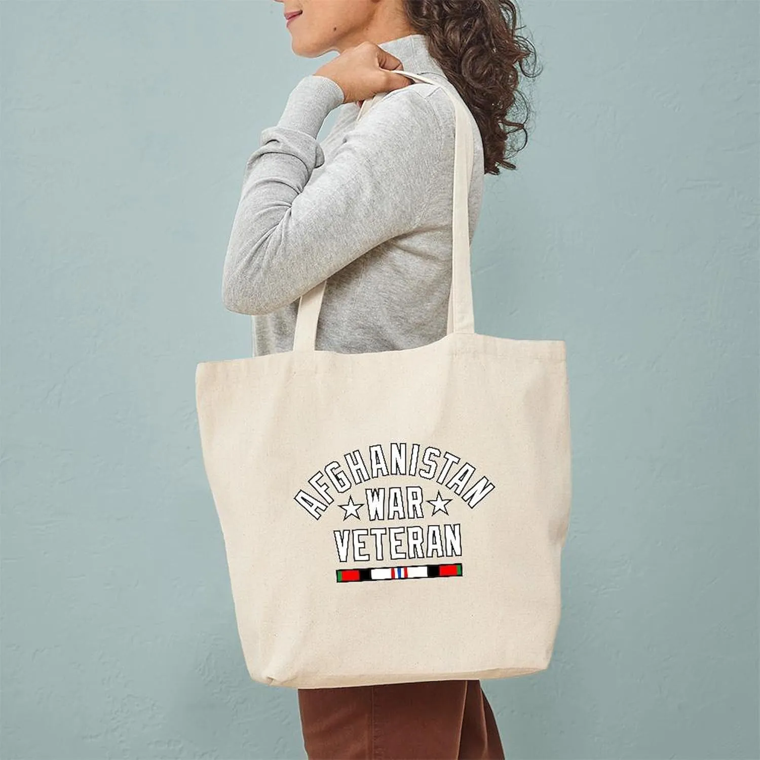 CafePress Afghanistan War Veteran Tote Bag Natural Canvas Tote Bag, Reusable Shopping Bag