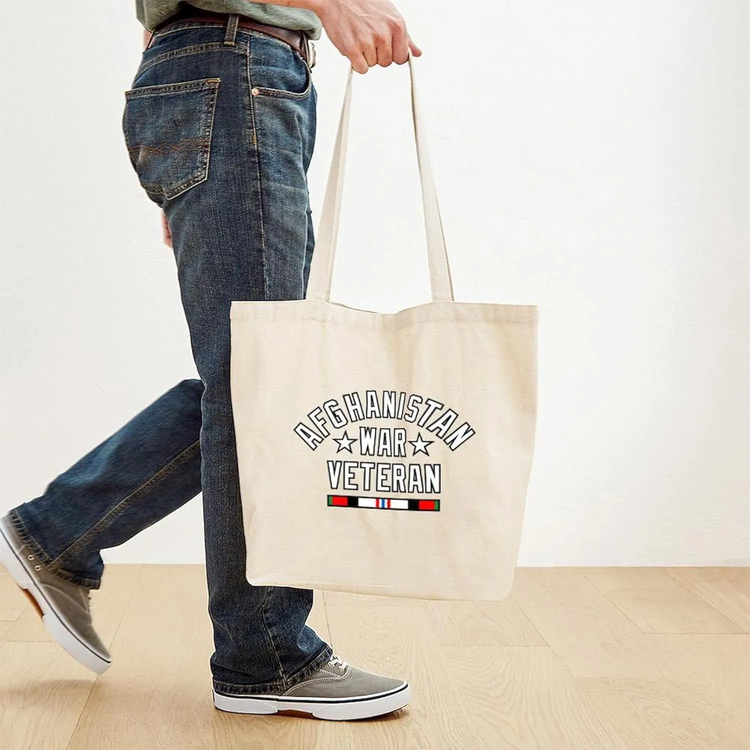 CafePress Afghanistan War Veteran Tote Bag Natural Canvas Tote Bag, Reusable Shopping Bag