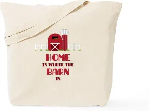 CafePress Home Is Where The Barn Is Tote Bag Reusable Natural Beige Canvas Shopping Bag