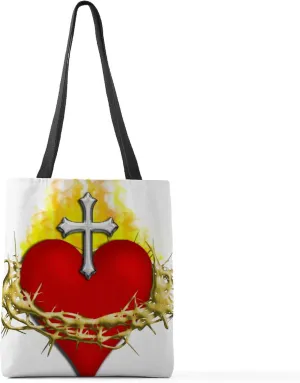 CafePress Sacred Heart Medium Tote Bag Polyester Tote Bag 16"x16"