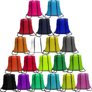 CAIHONG 100 Pack Drawstring Backpacks - 20 Colors, Gym Bags, Cinch Sacks - Nylon String Sport Backpacks
